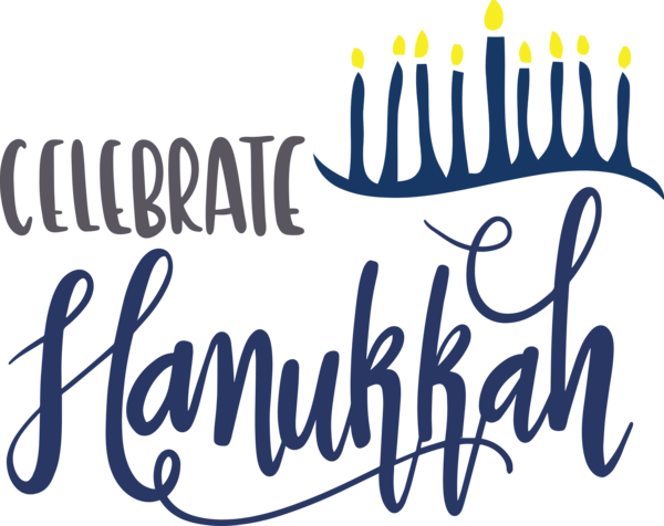 Transparent Hanukkah Calligraphy Logo Drawing for Happy Hanukkah for Hanukkah