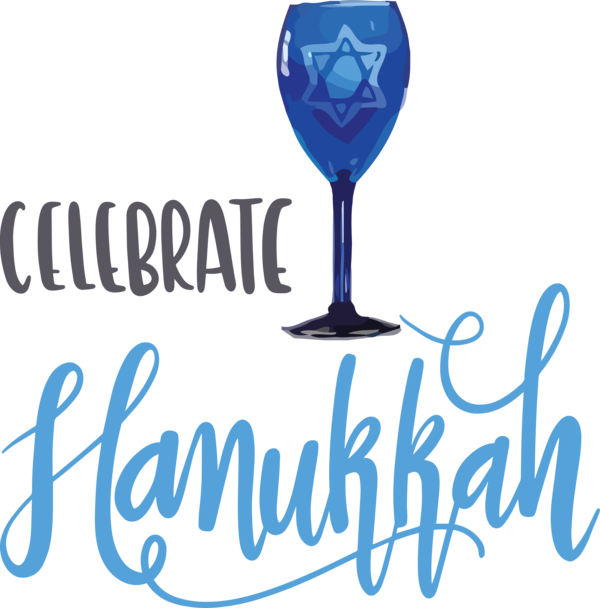 Transparent Hanukkah Logo Font Stemware for Happy Hanukkah for Hanukkah
