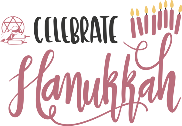 Transparent Hanukkah Calligraphy Cartoon Logo for Happy Hanukkah for Hanukkah