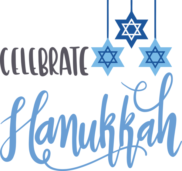 Transparent Hanukkah Design Cartoon Calligraphy for Happy Hanukkah for Hanukkah
