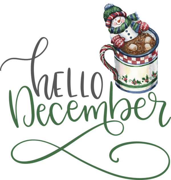 Transparent Christmas Black rice  Text for Hello December for Christmas