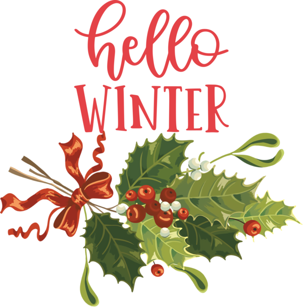 Transparent Christmas Christmas card Mistletoe Greeting card for Hello Winter for Christmas
