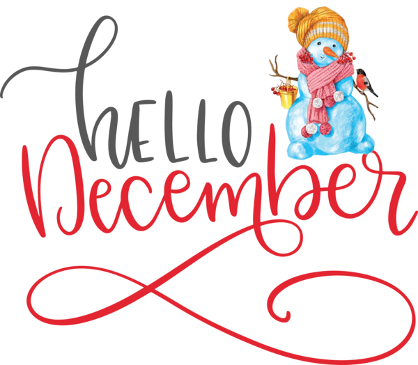 Transparent Christmas Logo Drawing Painting for Hello December for Christmas