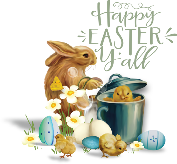 Transparent Easter Hare Design Cartoon for Easter Day for Easter