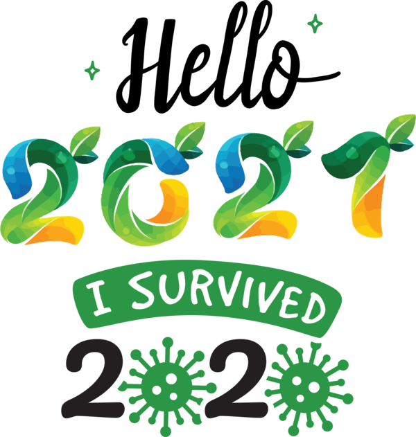 Transparent New Year 2020 Design I Survived Covid-19 for Welcome 2021 for New Year