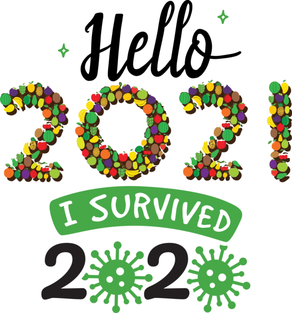 Transparent New Year Logo Text Line for Welcome 2021 for New Year