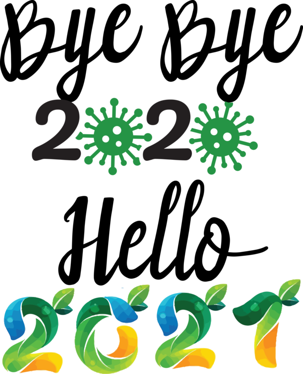 Transparent New Year Logo Symbol Leaf for Welcome 2021 for New Year