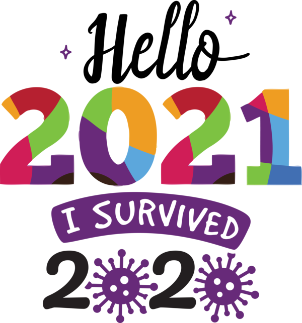 Transparent New Year Logo Design Line for Welcome 2021 for New Year