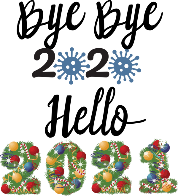 Transparent New Year Christmas Day Christmas tree HELLO 2021 for Welcome 2021 for New Year