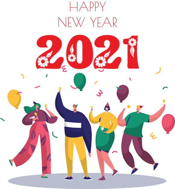Transparent New Year Birthday Party Greeting card for Happy New Year 2021 for New Year