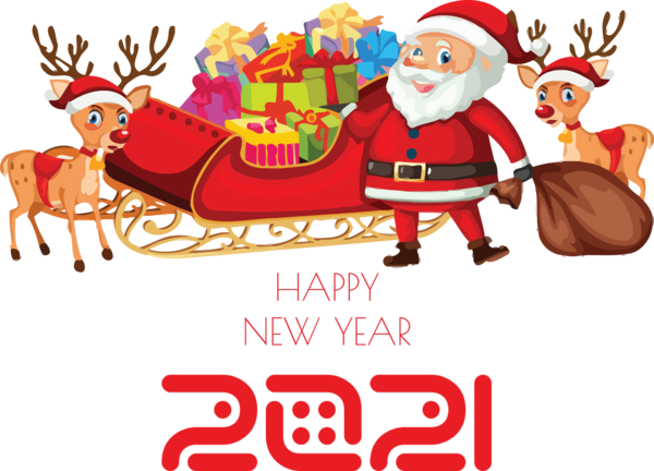 Transparent New Year Santa Claus Christmas Day Reindeer for Happy New Year 2021 for New Year