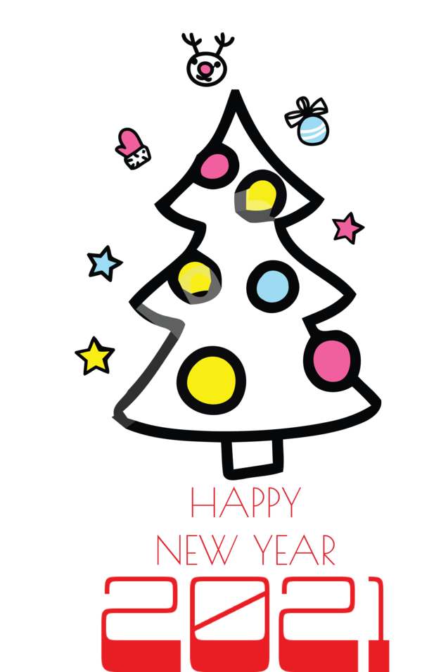 Transparent New Year Line Computer Design for Happy New Year 2021 for New Year
