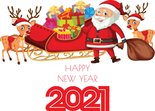 Transparent New Year Santa Claus Christmas Day Reindeer for Happy New Year 2021 for New Year