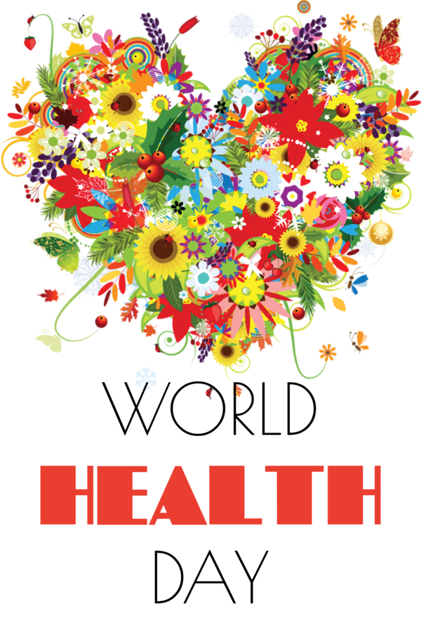 Transparent World Health Day Heart Flower Floral design for Health Day for World Health Day