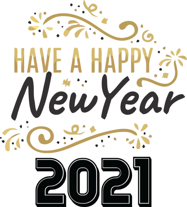 Transparent New Year Logo Yellow Line for Happy New Year 2021 for New Year