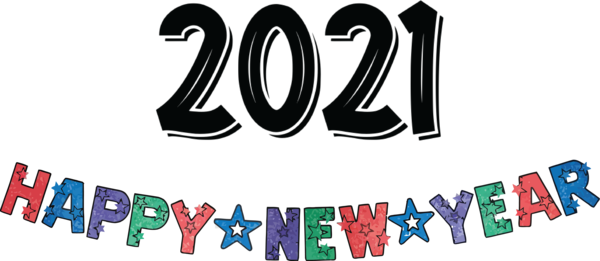 Transparent New Year Logo Banner Font for Happy New Year 2021 for New Year