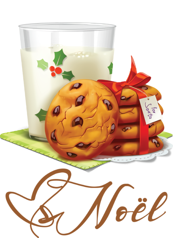 Transparent Christmas Chocolate chip cookie Cookie Milk for Noel for Christmas