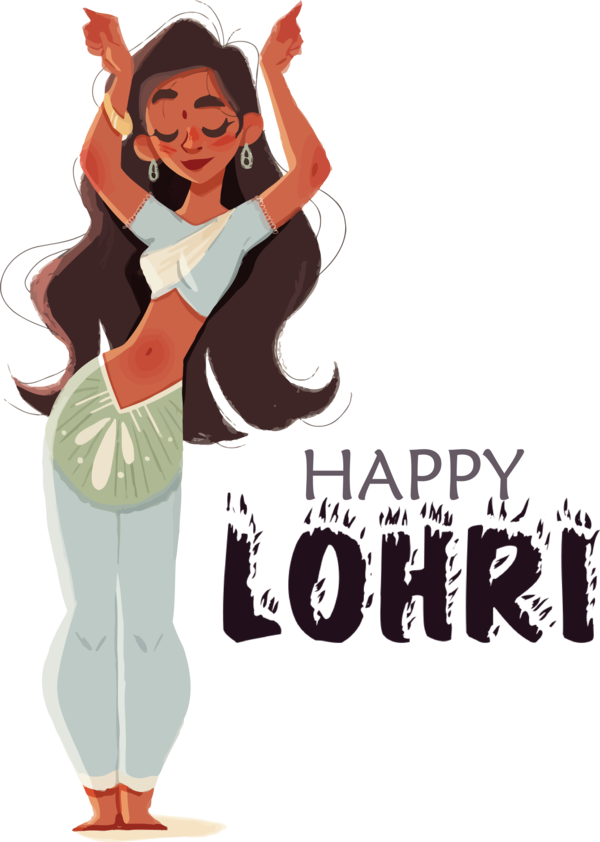 Transparent Lohri Cartoon Drawing for Happy Lohri for Lohri