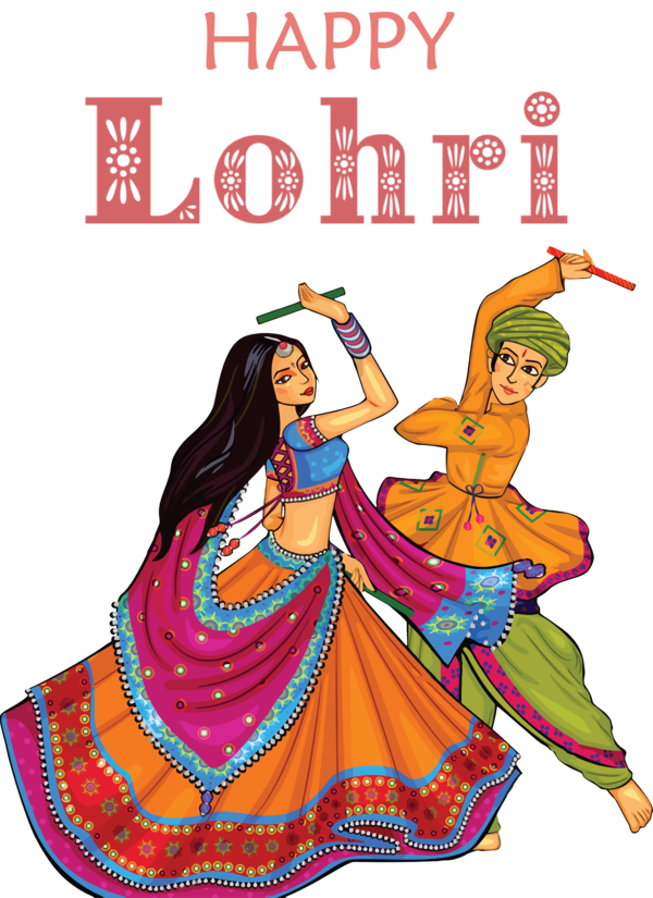 Transparent Lohri Garba Dandiya Raas Folk dance for Happy Lohri for Lohri