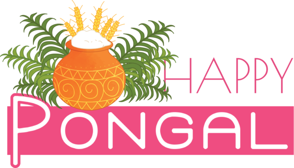 Transparent Pongal Logo Line Text for Thai Pongal for Pongal
