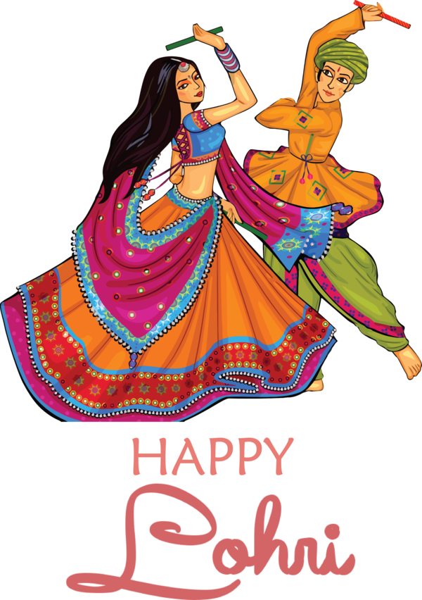 Transparent Lohri Dandiya Raas Garba Folk dance for Happy Lohri for Lohri