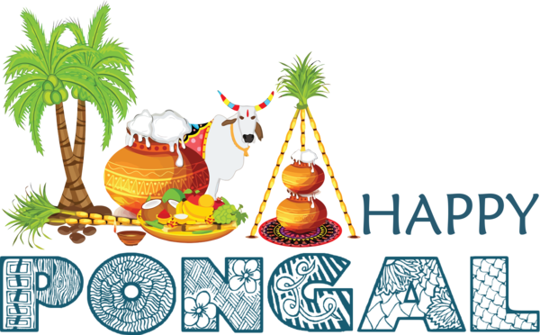 Transparent Pongal Design Text for Thai Pongal for Pongal