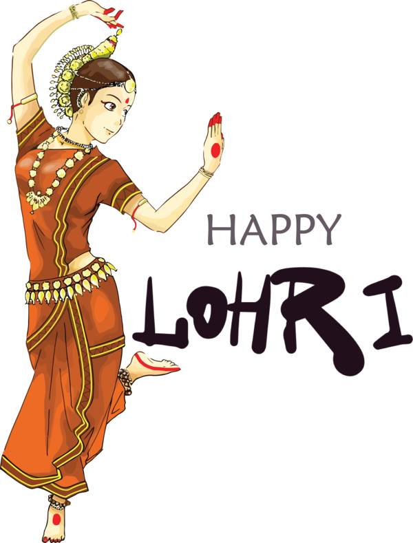 Transparent Lohri Kuchipudi Odissi Cartoon for Happy Lohri for Lohri