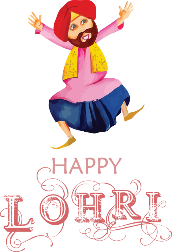Transparent Lohri Cartoon Character Meter for Happy Lohri for Lohri