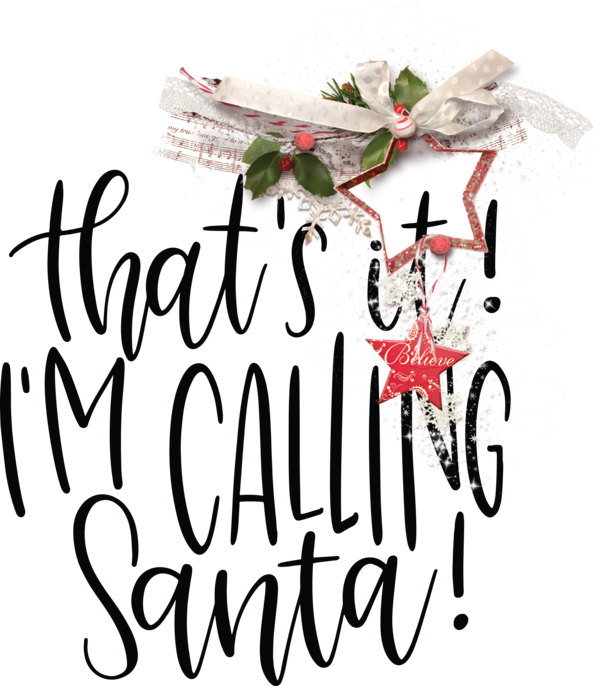 Transparent Christmas Calligraphy Logo Font for Santa for Christmas