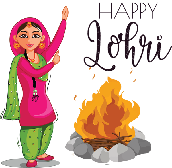 Transparent Lohri Lohri Festival Cartoon for Happy Lohri for Lohri