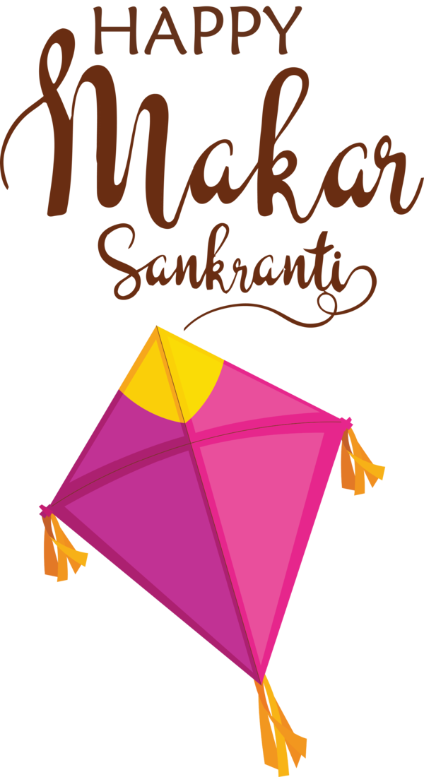 Transparent Happy Makar Sankranti Paper Triangle Meter for Makar Sankranti for Happy Makar Sankranti