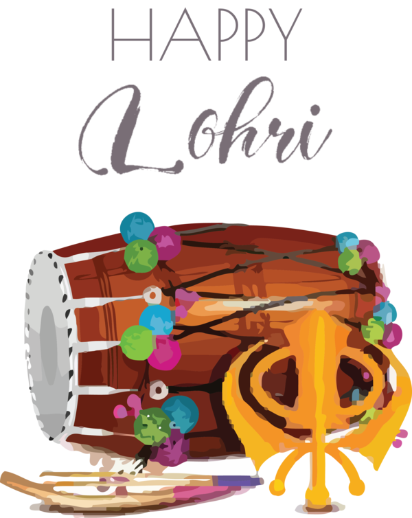 Transparent Lohri Drum Membranophone Hand drum for Happy Lohri for Lohri