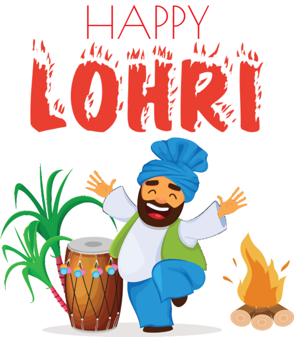 Transparent Lohri Bhangra Festival Cartoon for Happy Lohri for Lohri