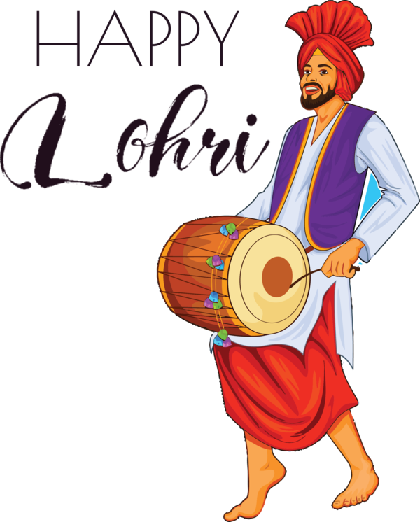 Transparent Lohri Lohri Dhol Drum for Happy Lohri for Lohri