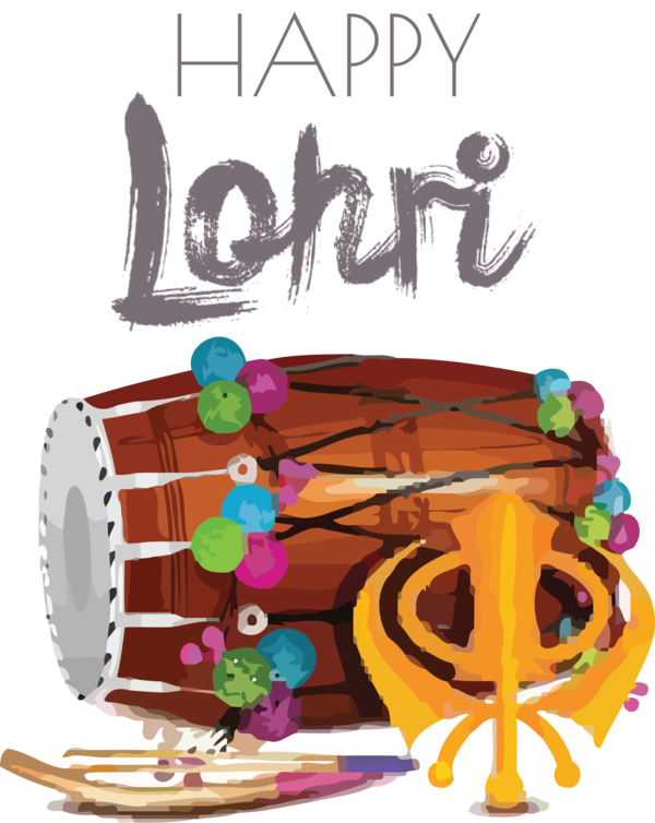 Transparent Lohri Drum Membranophone Percussion for Happy Lohri for Lohri