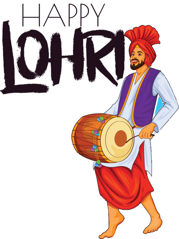 Transparent Lohri Lohri Cartoon Dhol for Happy Lohri for Lohri