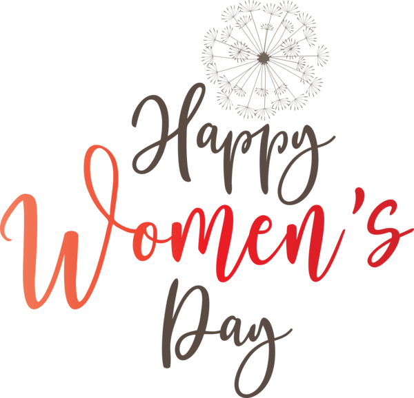 Transparent International Women's Day Logo Calligraphy Line for Women's Day for International Womens Day