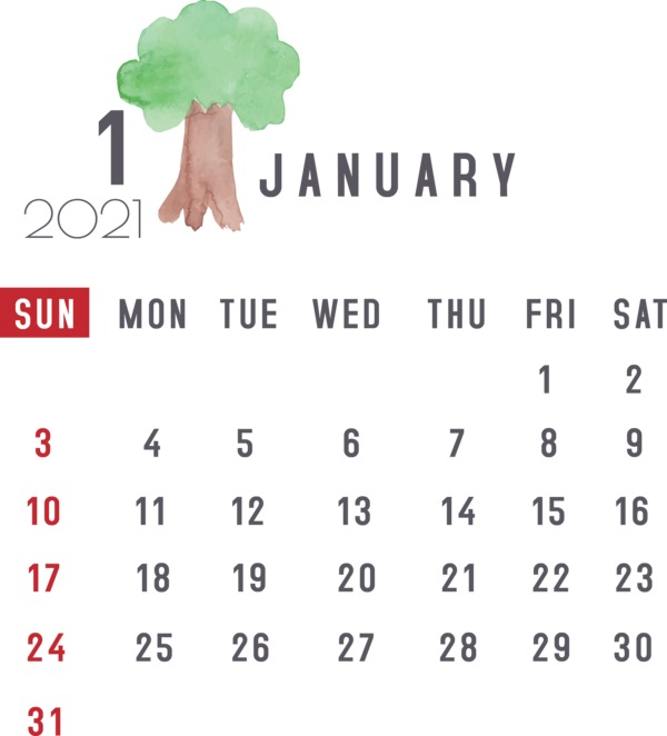 Transparent New Year Calendar System Line Font for Printable 2021 Calendar for New Year