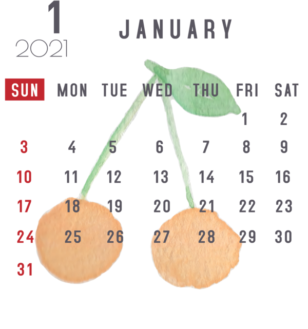 Transparent New Year Meter Line Font for Printable 2021 Calendar for New Year