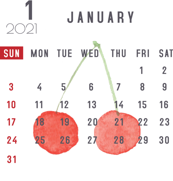 Transparent New Year Meter Line Produce for Printable 2021 Calendar for New Year