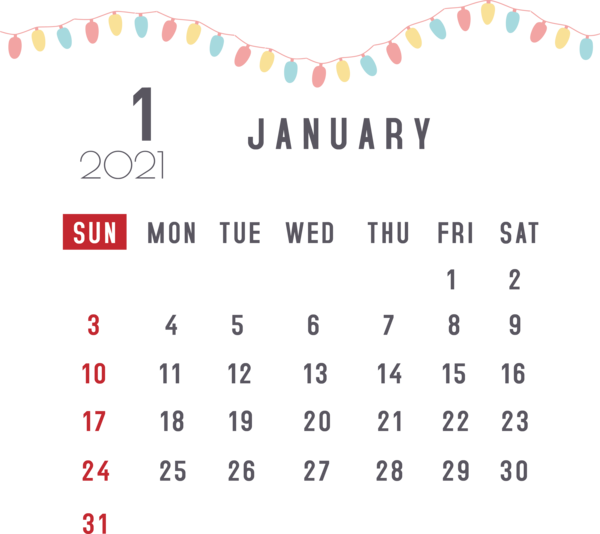 Transparent New Year Line Font Calendar System for Printable 2021 Calendar for New Year
