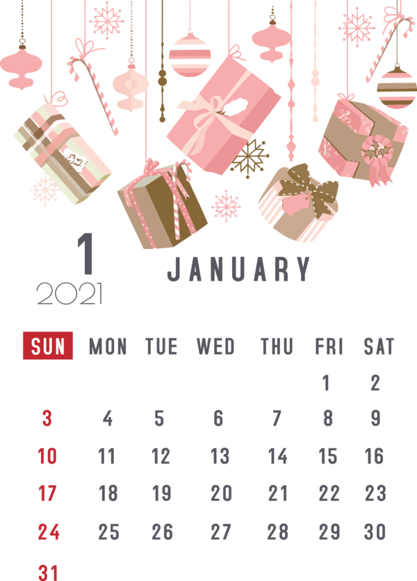 Transparent New Year Calendar System Month January for Printable 2021 Calendar for New Year