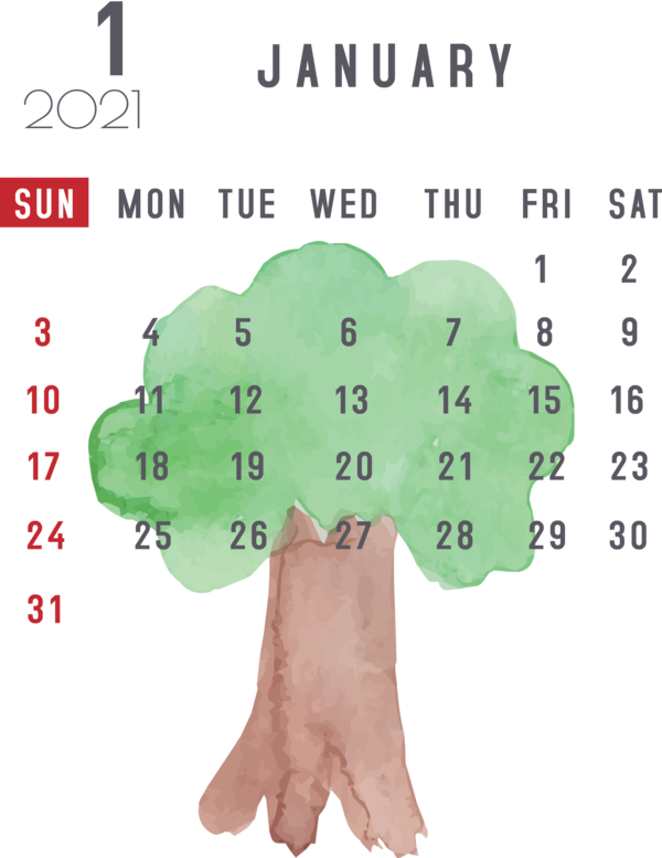 Transparent New Year Green Meter Joint for Printable 2021 Calendar for New Year