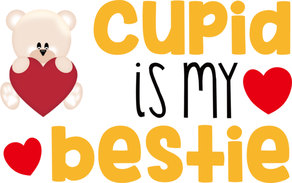 Transparent Valentine's Day Logo Yellow Text for Cupid for Valentines Day