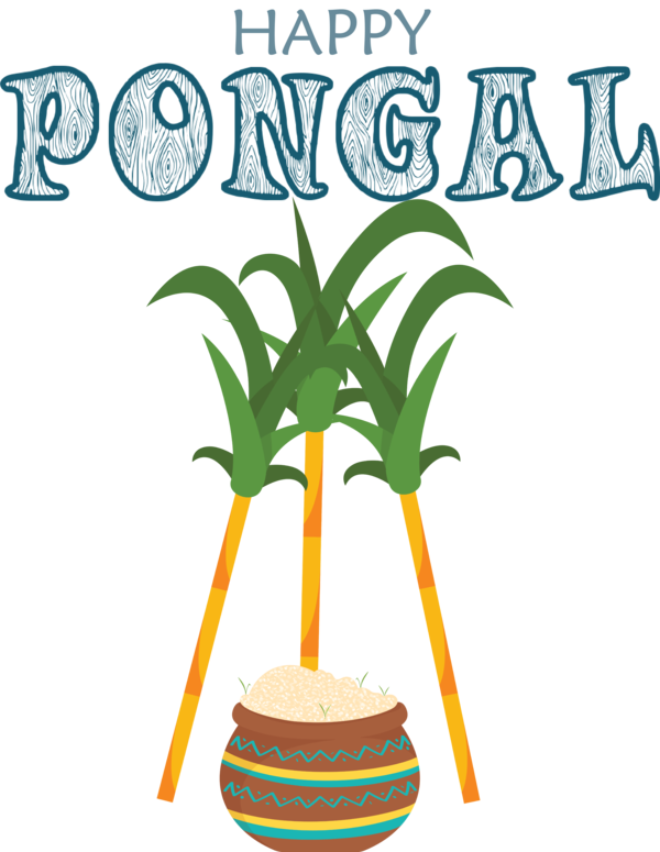 Transparent Pongal Plant stem Palm trees Logo for Thai Pongal for Pongal