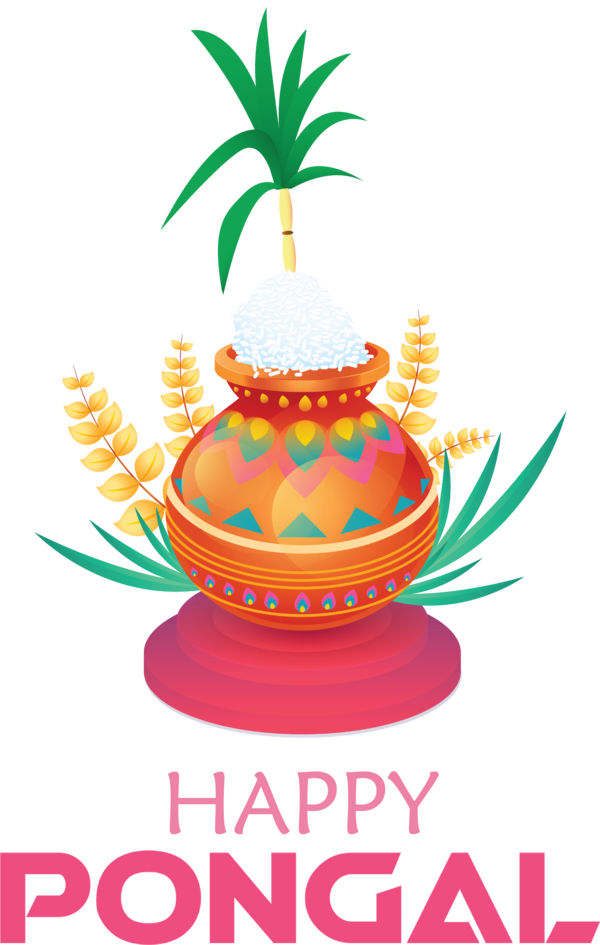 Transparent Pongal Logo Birthday Greeting card for Thai Pongal for Pongal