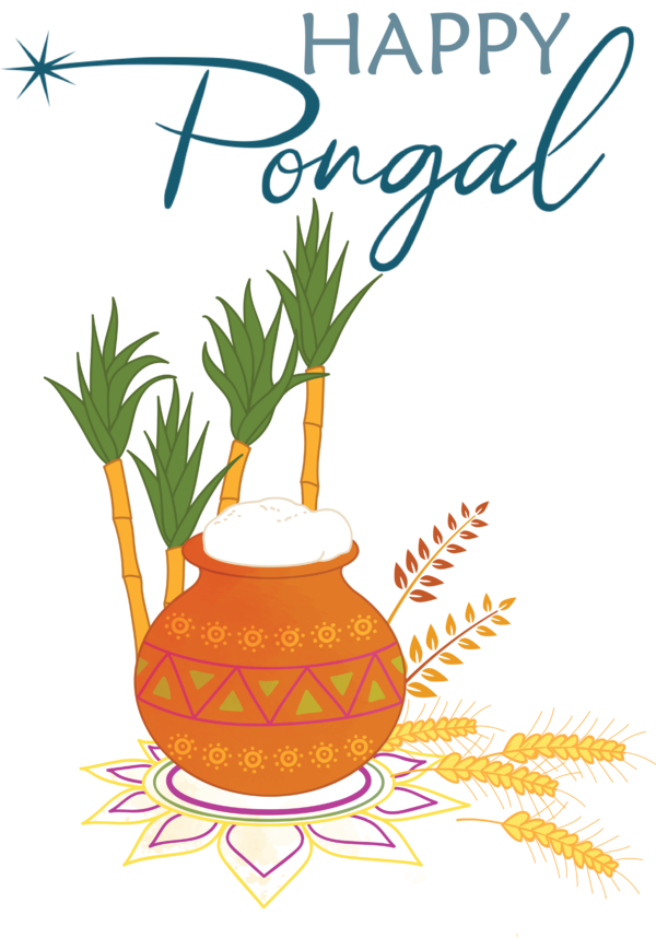 Transparent Pongal Birthday Greeting card Hay Flowerpot with Saucer for Thai Pongal for Pongal