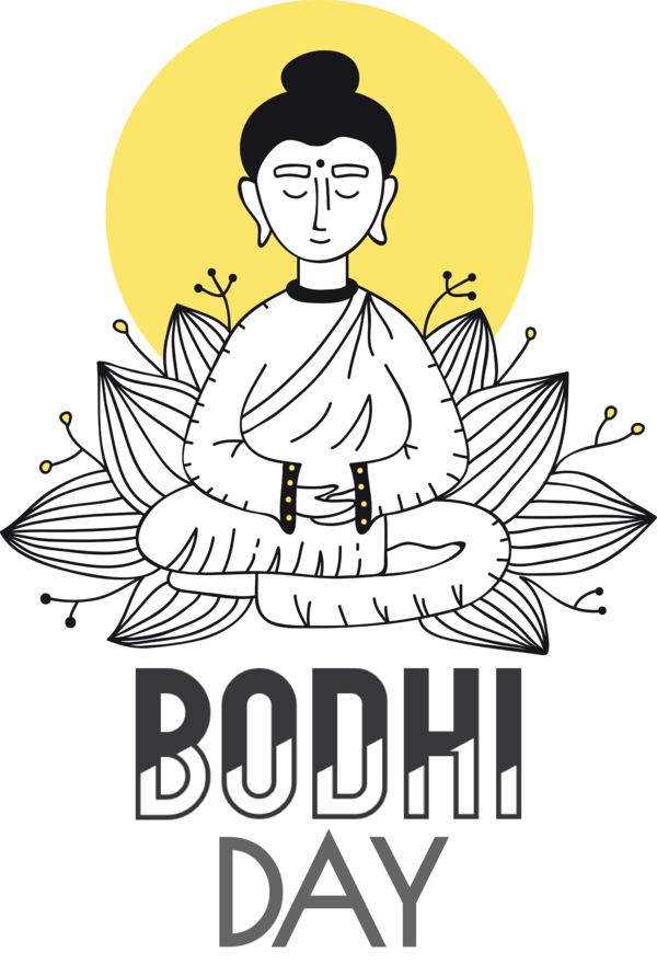 Transparent Bodhi Day Vesak Design Line art for Bodhi for Bodhi Day