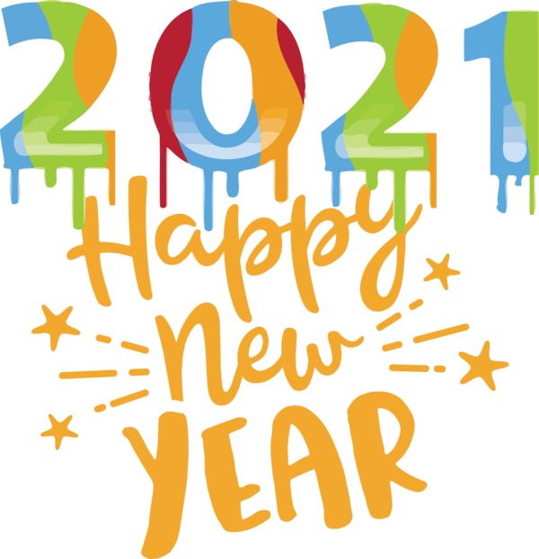 Transparent New Year Logo Yellow Number for Happy New Year 2021 for New Year