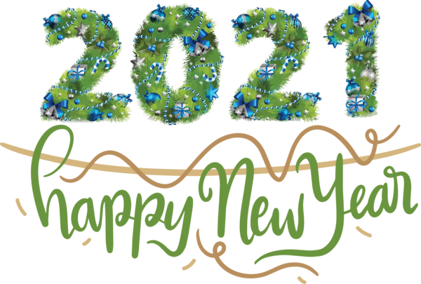 Transparent New Year Logo Number Green for Happy New Year 2021 for New Year